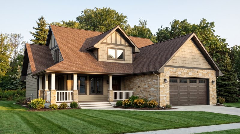 The Hawthorne at The Gilquist Hay-field, Port Townsend — craftsman exterior in Khaki Bronze